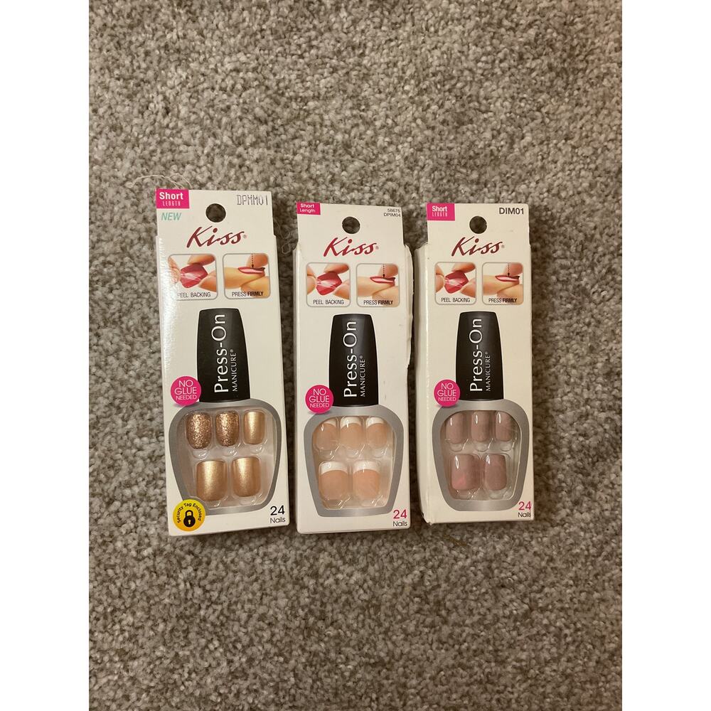KISS Impress Press-On Nails Bundle 5 Sets+2 Nail Glues NEW Sticky Sweet Show Off - Picture 10 of 13
